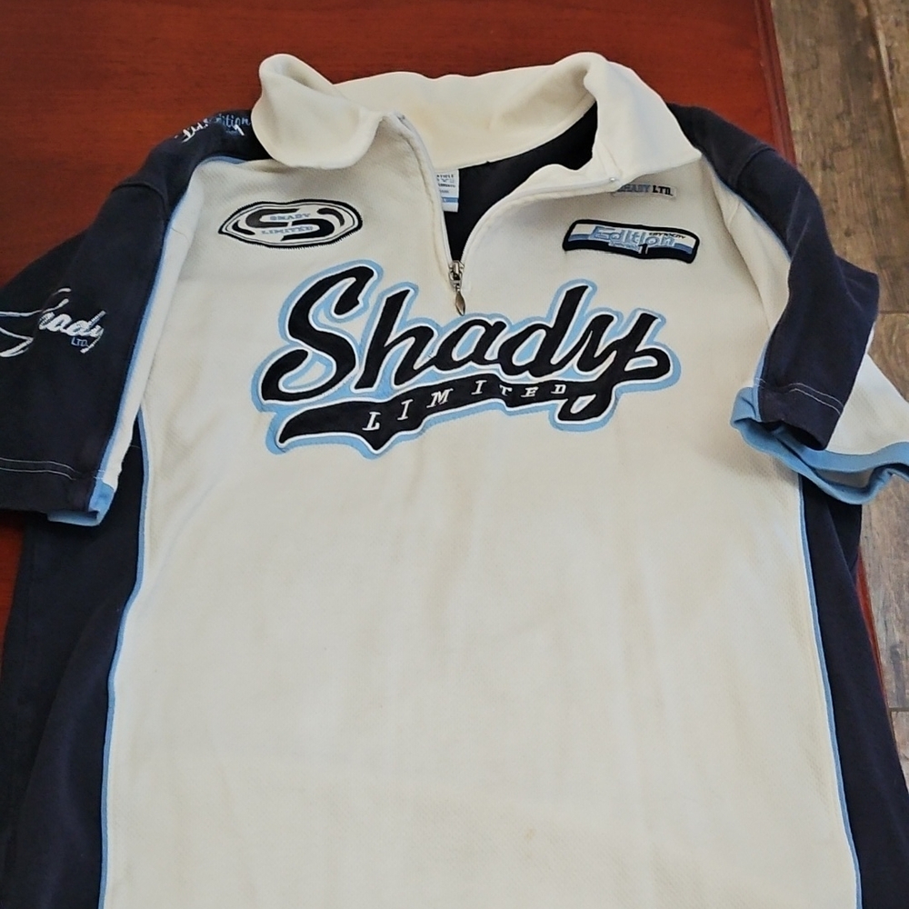 vintage mens Polo - Cream and Navy